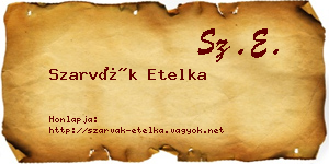 Szarvák Etelka névjegykártya